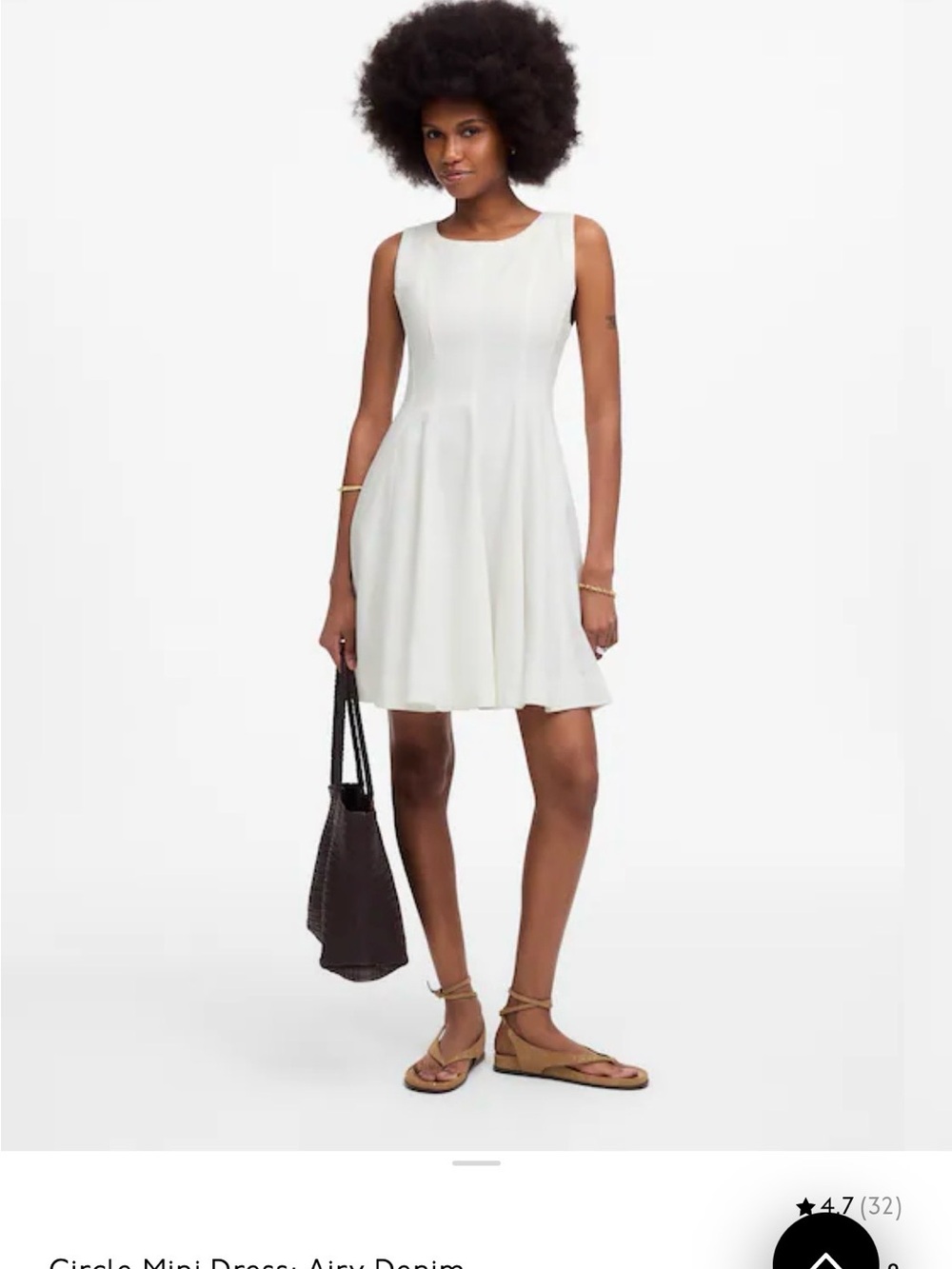 Madewell White Airy Denim Circle Mini Dress
